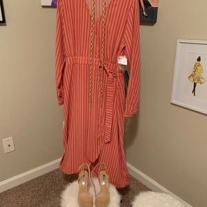 New Red and white long Dress, Size Med